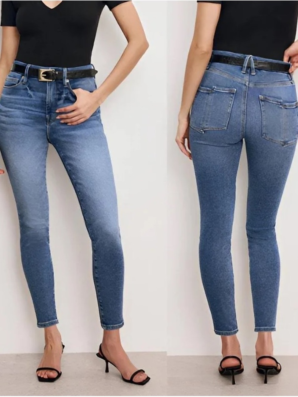 Good American Good Waist Crop High Rise Skinny Jeans Indigo Blue 27